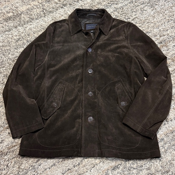 Banana Republic Dark Brown Suede fully lined Jacket sz XL - Picture 2 of 7